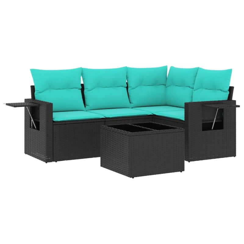 vidaXL Patio Sofa Set with Cushions Outdoor Conversation Furniture Poly Rattan - 24.4 x 24.4 x 27.2