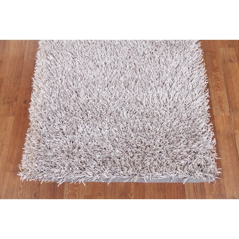 Contemporary Solid Shaggy Oriental Home Decor Rug Hand-knotted Carpet - 2'8" x 4'9"