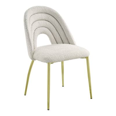 ACME Fadri Hollow Back Side Chairs in White and Mirrored Gold (Set of 2)