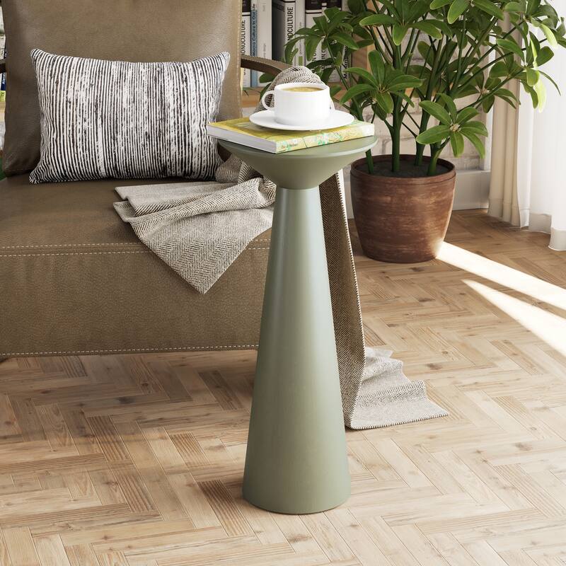 COZAYH Farmhouse Pedestal End Table, Round Martini Table Wood Plant Stand Rustic Small Drink Table for Living Room, Bedroom