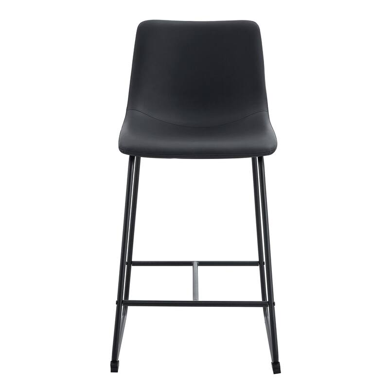 Modern Simple PU Bar Stools Set of 2 with Backrest Footstool with Soft PU Leather Seat for Home, Bar