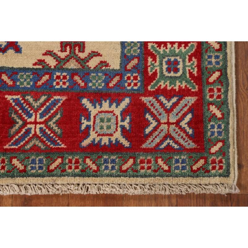Kazak Foyer Rug Hand-Knotted Oriental Beige Wool Carpet - 2'8" x 4'1"