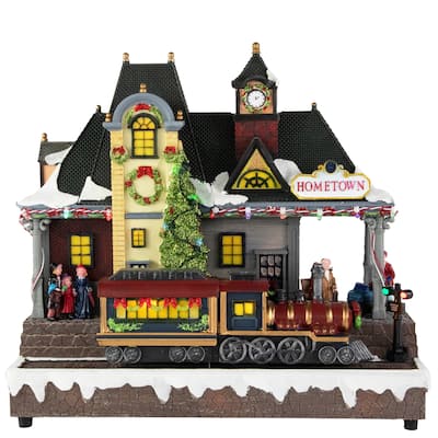 13" LED lighted and Musical Christmas Train Village Display