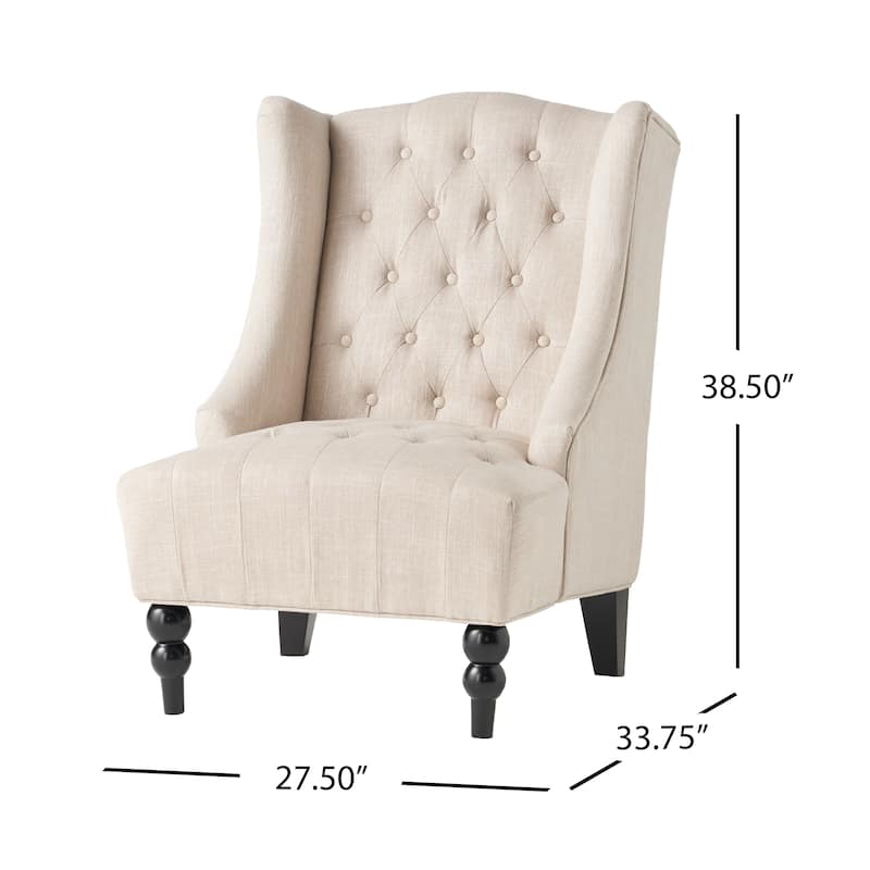 Light Beige 27.5" High Back Button Tufted Club Chair