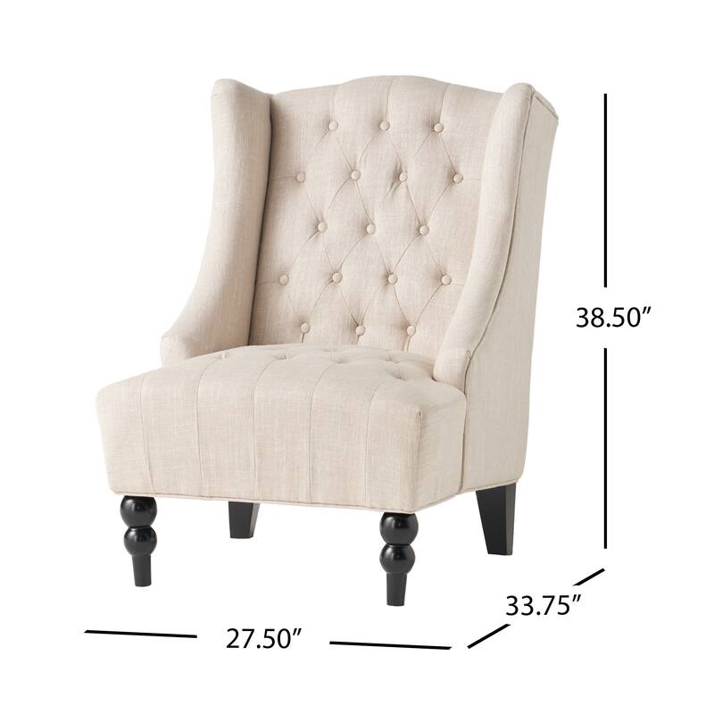 Modern 27.5" High Back Upholstered Button Tufted Club Chair with Birch Wood Legs