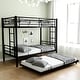 preview thumbnail 1 of 3, Heavy-duty Sturdy Metal Twin over Full Bunk Bed with Trundle and Safety Guardrail(78"x41") Black - Full