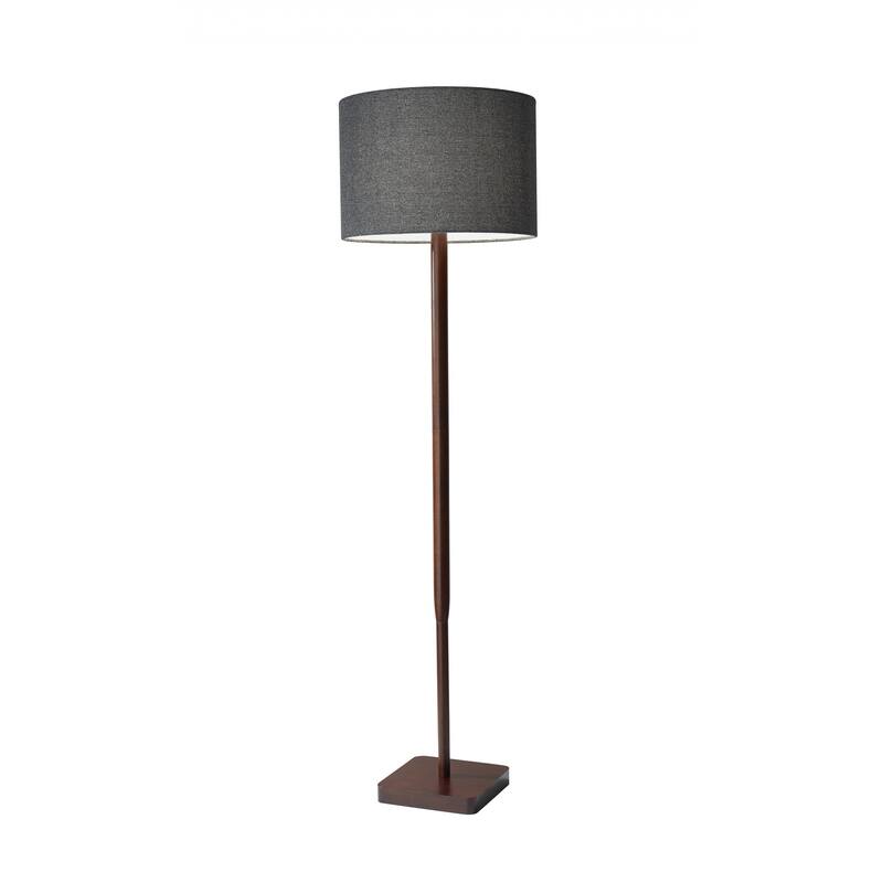 HomeRoots 59" Solid Wood Traditional Shaped Floor Lamp With Black Drum Shade - 16