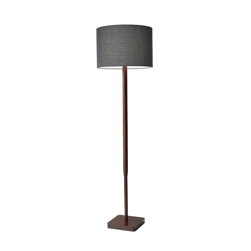 HomeRoots 59" Solid Wood Traditional Shaped Floor Lamp With Black Drum Shade - 16
