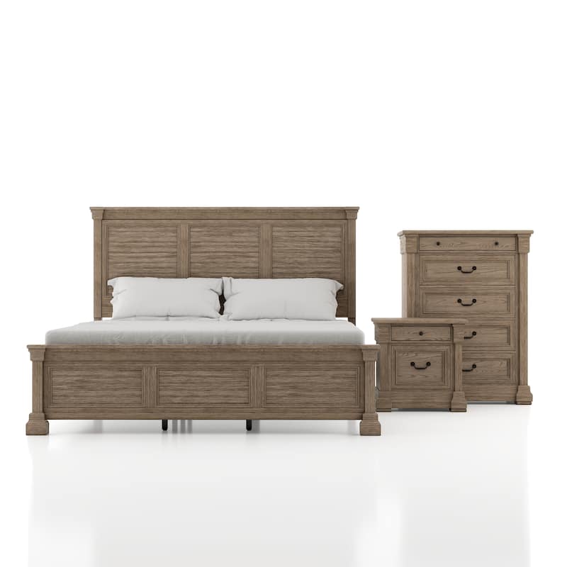 Furniture of America Wacine 3-Piece Weathered Grey Wood Panel Bedroom Set