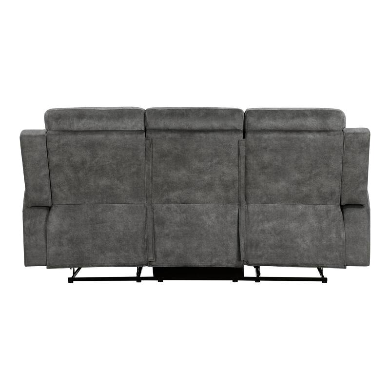 Tesy Manual Double Reclining Sofa, Dark Gray Brown Microfiber, 80 Inch