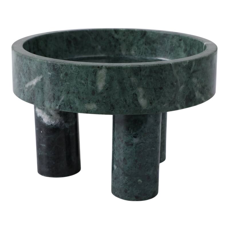 Marble Bowl with Tripod Legs Decorative Accent Home Decor - 6" Green - 9" x 9" x 6"
