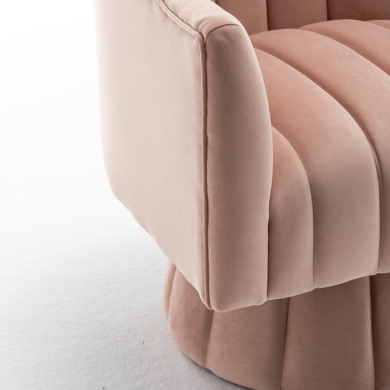 SEYNAR Modern Glam Velvet Upholstered Round Swivel Accent Arm Barrel Chair for Living Room