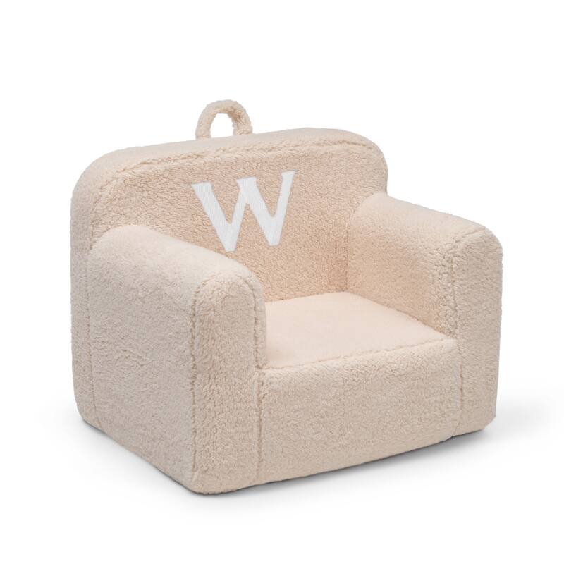 Personalized Monogram Cozee Sherpa Chair - Customize with Letter W - Foam Kids Chair for Ages 18 Months and Up