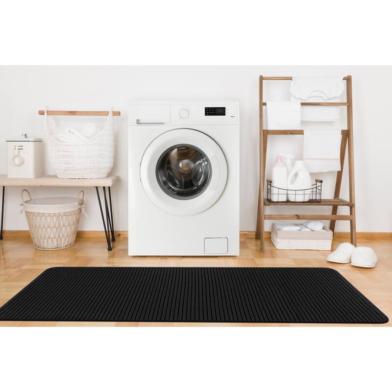 Beverly Rug Non Slip Stair Treads, Matching Landing Rug, Washable Runner Rug for Hallway - 20'' x 59'' Runner - Black