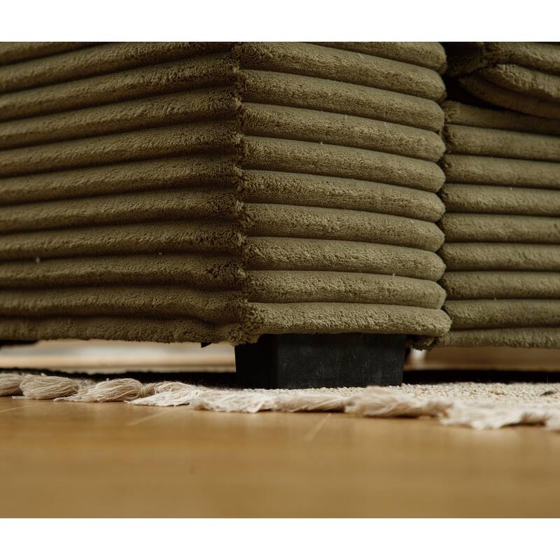 111" Corduroy L-Shaped Sectional Sofa with Oversized Right Chaise
