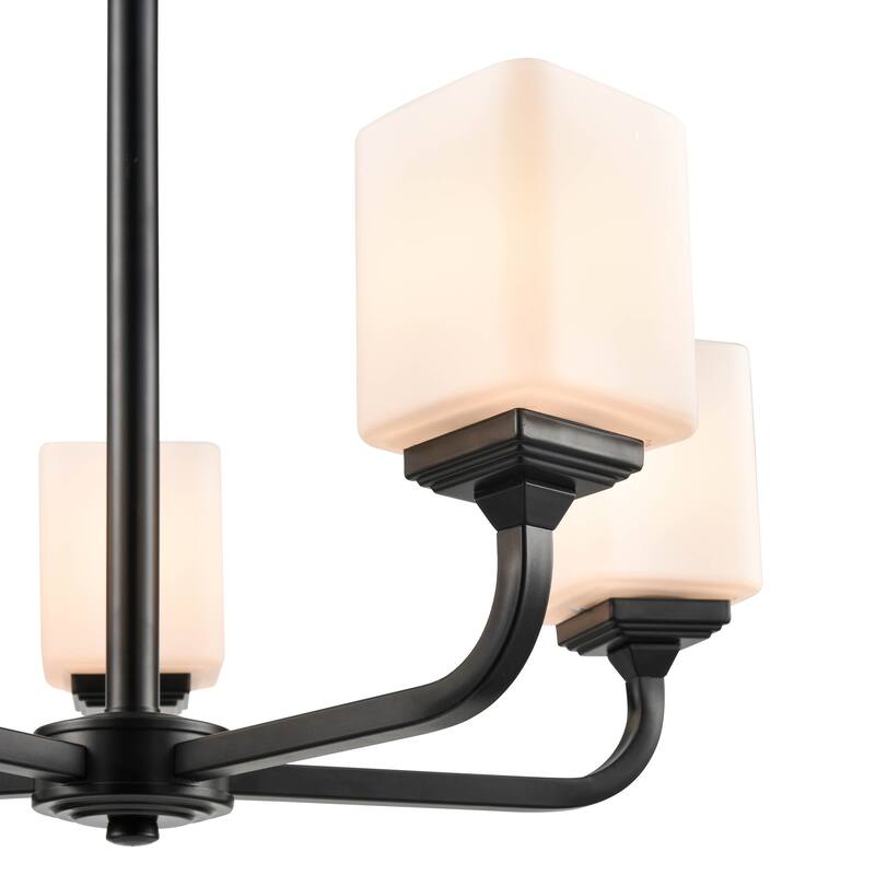 Millennium Lighting Eddison 5 Light Chandelier Matte Black with Frosted Glass Shades - 25.875