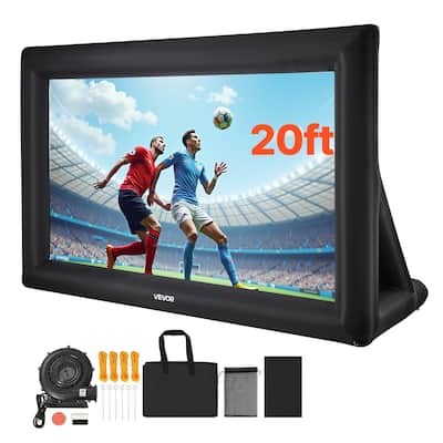Outdoor & Indoor Movie Screen with 600D Washable Oxford Fabric 250W Quiet Blower Quick Setup, Front & Rear Projection