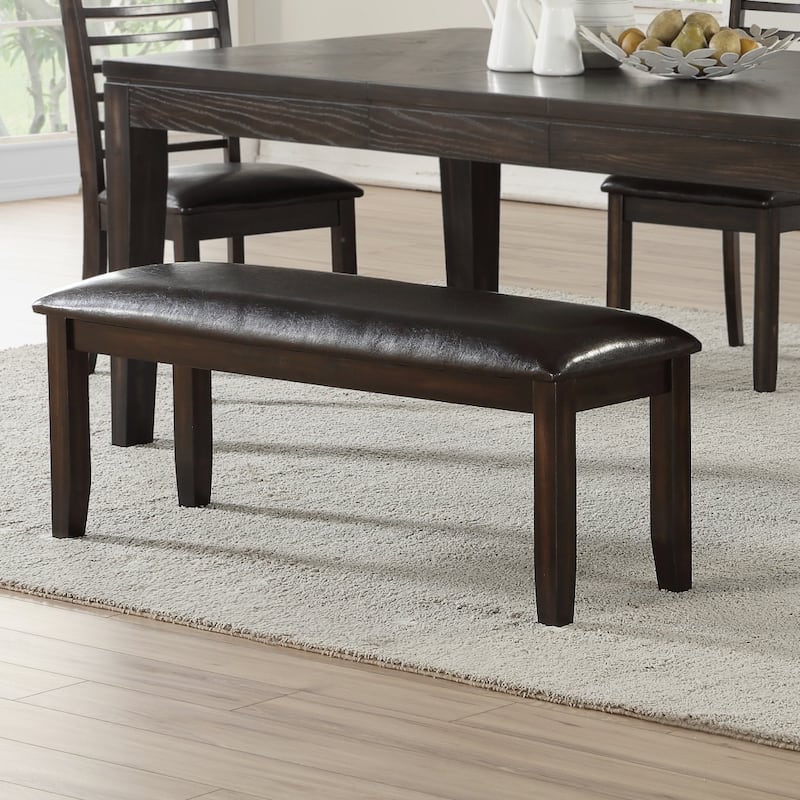 Steve Silver Alice Antique Espresso Wood and Faux Leather Dining Bench
