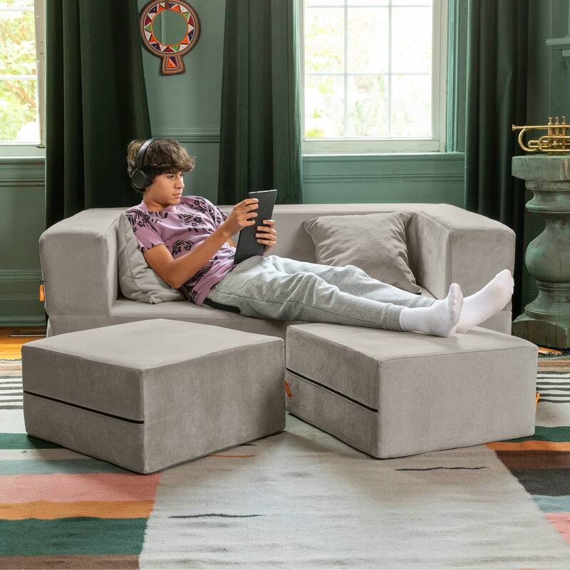 Jaxx Zipline Convertible Queen-size Sleeper Loveseat and Ottoman Set