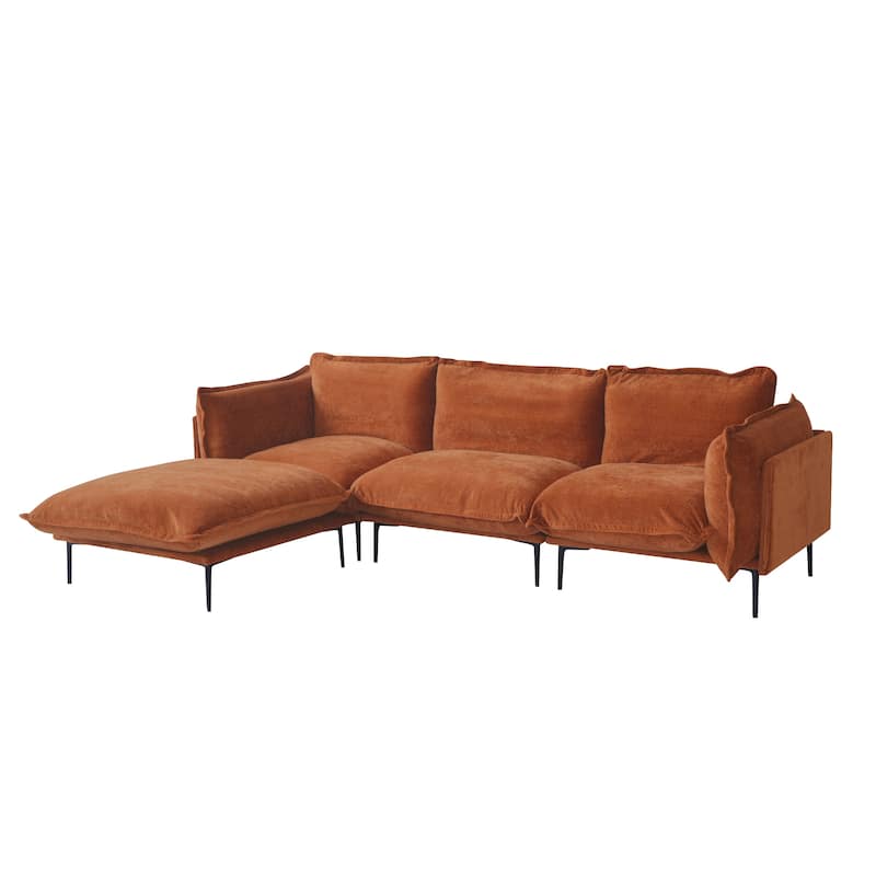 111.02" L-shaped Velvet Sectional Sofa Modern Modular Sofa Deep Seat Upholstered Cloud Couch