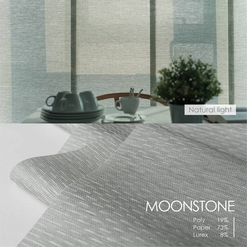 GoDear Design Natural Woven Adjustable Sliding Panel Track Blinds, Vertical Blinds, Dazzling Series, 45.8"- 86" W x 96" L