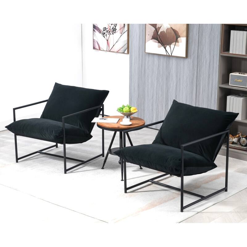 Modern Textured Velvet Sling Accent Chair
