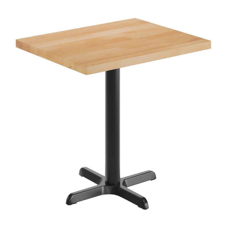 Rectangular Solid Wood Commercial Tabletop with 22" x 22" Dining Height X-Base - Natural Top/Black Base - 24"W x 30"D x 29.5"H