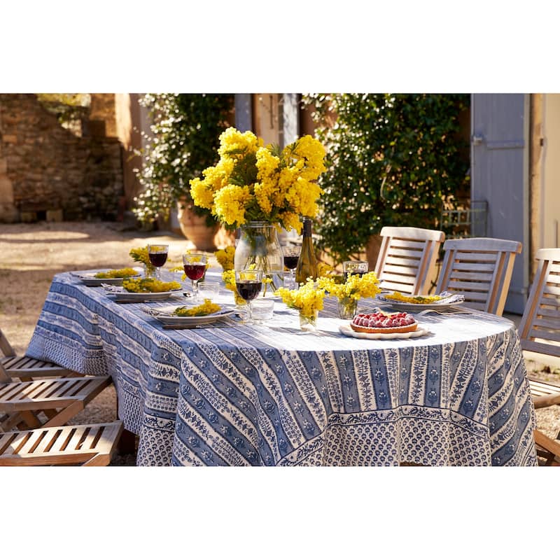 Couleur Nature Provence Avignon Tablecloth - Blue/Marine - 71" x 128" - 71" x 128"