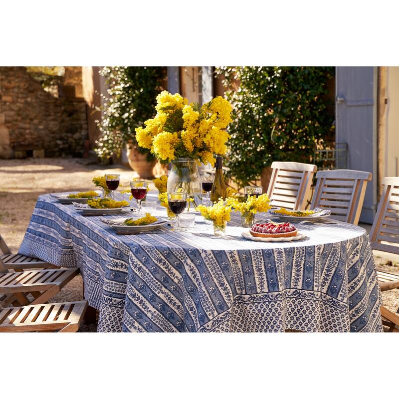 Couleur Nature Provence Avignon Tablecloth - Blue/Marine - 71" x 142" - 71" x 142"