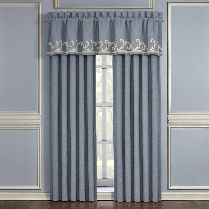 J. Queen New York Aurora Window Straight Valance - Blue