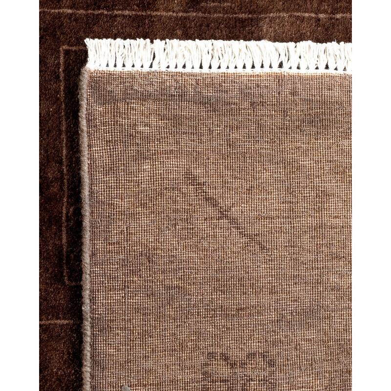 Overton Hand Knotted Wool Vintage Inspired Modern Contemporary Overdyed Brown Area Rug - 3' 0" x 9' 4"