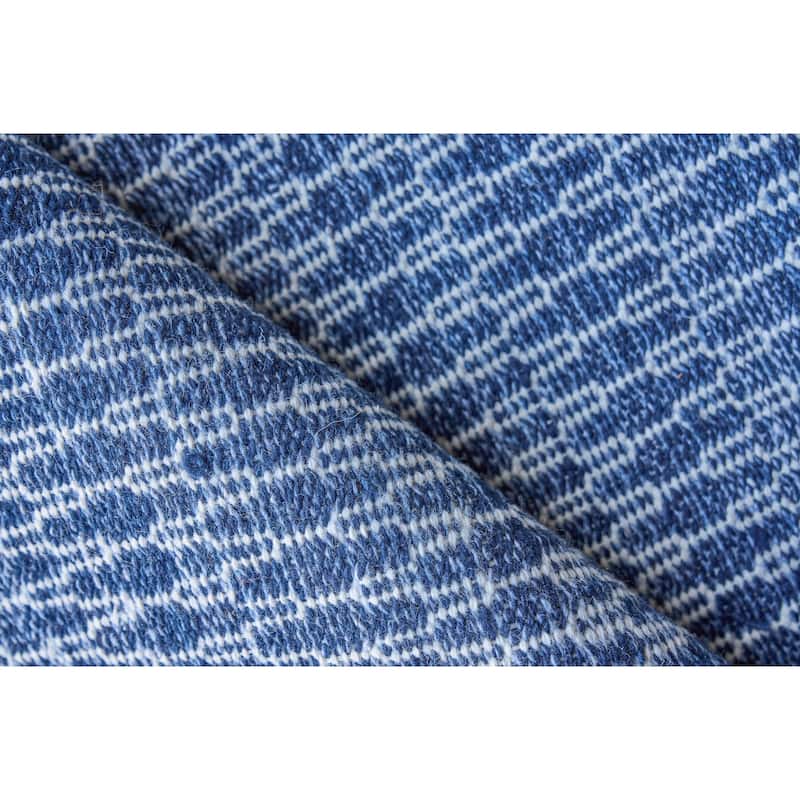 Florence Indoor/Outdoor Flatweave PET yarn Navy Area Rug.