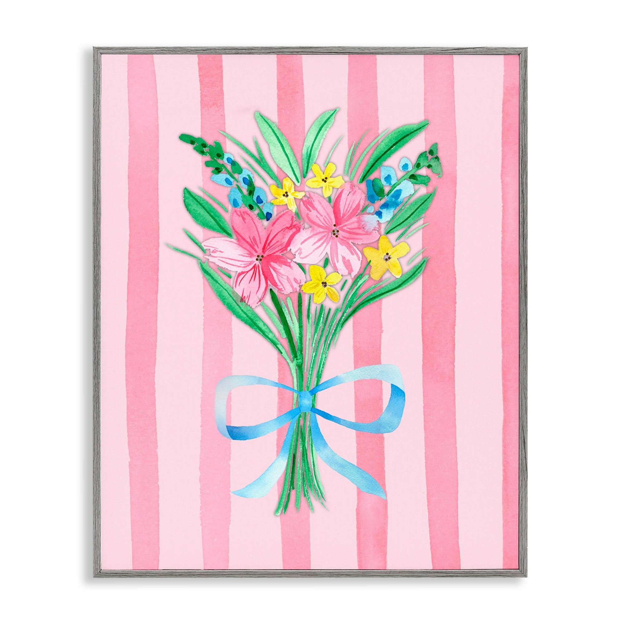 Stupell Spring Bouquet Pink & Blue Framed Giclee Art Design By Nina Jacobs