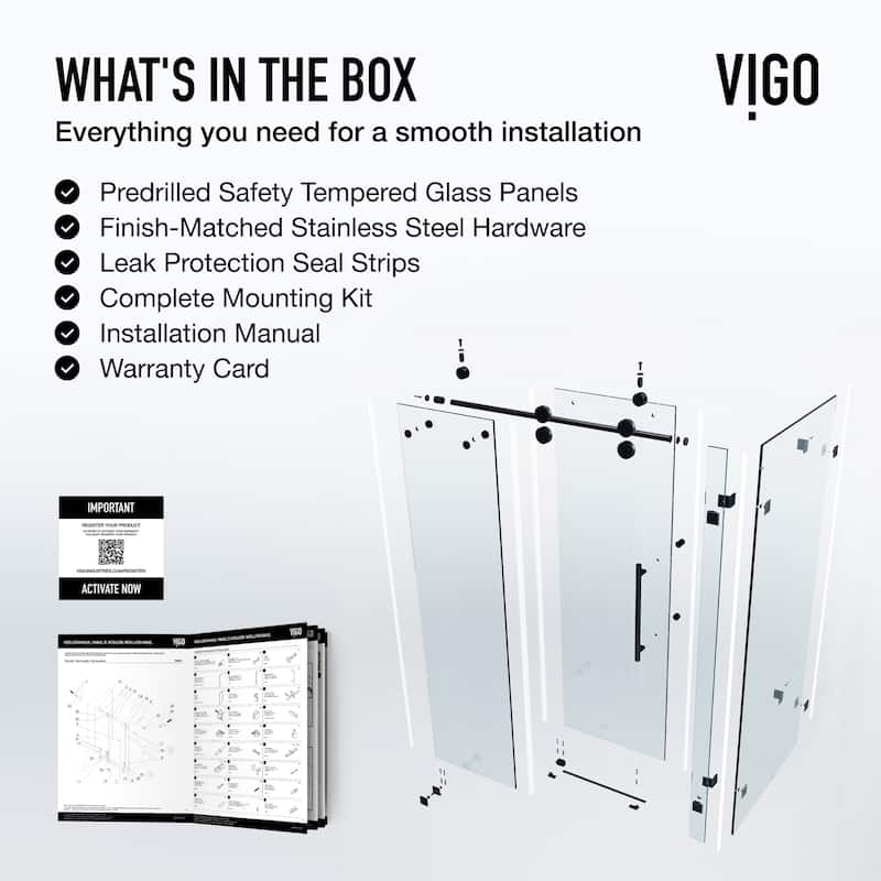 VIGO Winslow Frameless Sliding Shower Enclosure