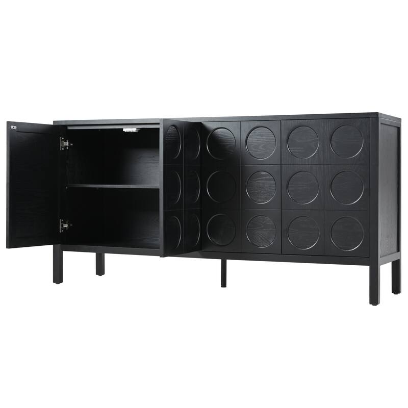 Storage Cabinet Sideboard Wooden Cabinet with Unique Geometric Circle Door Design,Suitable for Entrance and Living Room