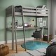 preview thumbnail 2 of 3, Grey High Loft Bed with Desk, Storage, and Twin Size Frame