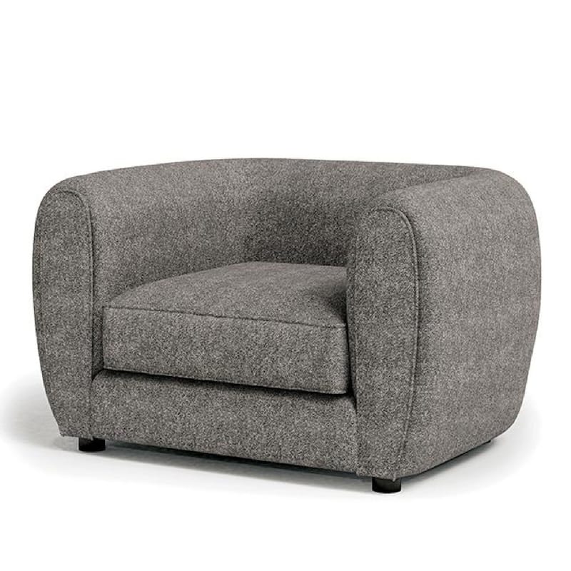 Dly Sofa Chair, Charcoal Gray Boucle, Black Wood, Tuxedo-Inspired Design