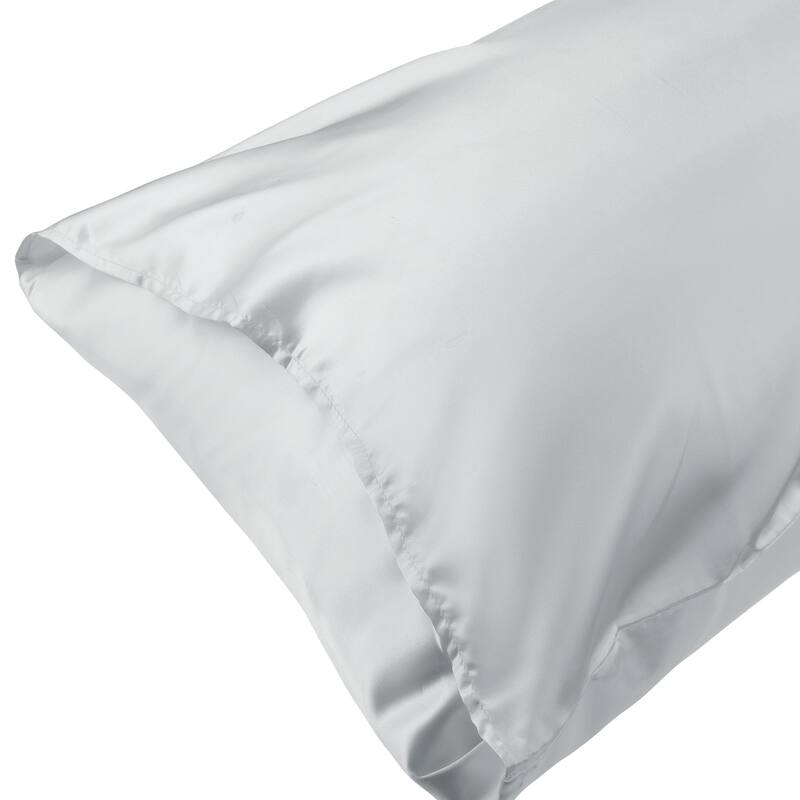 Satin Comfortable Envelope Closure Standard Pillowcase 2 Pcs - Silver - Queen(20"x30")