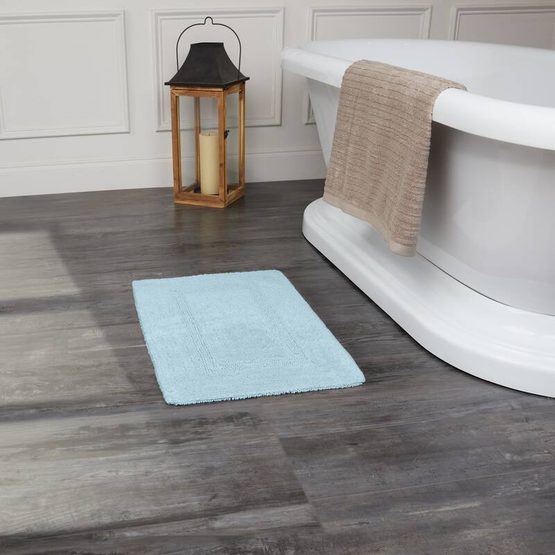 Fabstyles Basix Soft & Absorbent Reversible Cotton Bath Rug - 16 x 24 - Blue
