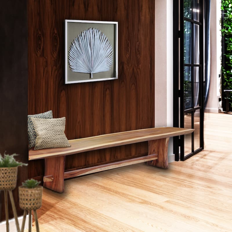 Chic Teak Suar Live Edge Slab Backless Bench approximately 118" long