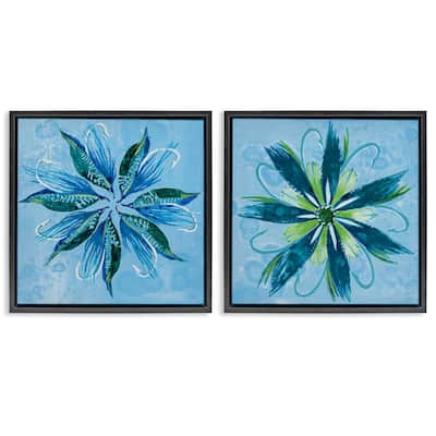 Stupell Whimsical Flower Shapes Framed Floater Canvas Wall Art Design By Liz Jardine (Set of 2)