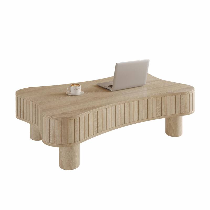 42" Lift Top Coffee Table for Living Room - Fluted Panel Hidden Storage with Silent Hydraulic Lift