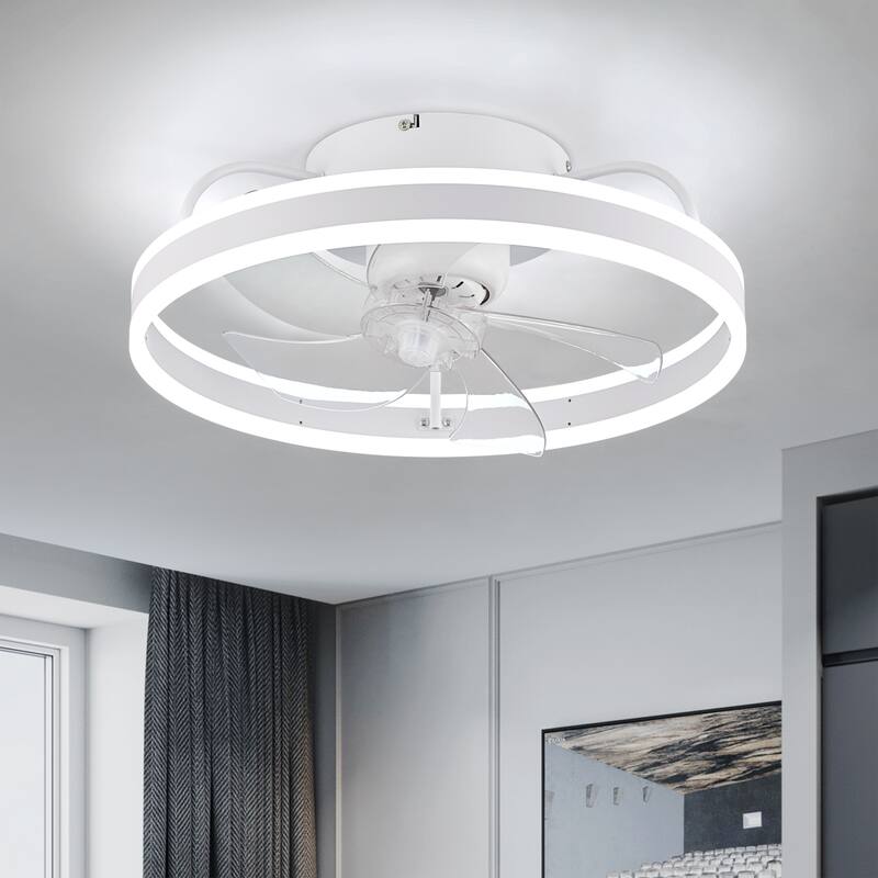 Starsky 19.7inch Oscillating Ceiling Fan Light LED Flush Mount with Remote