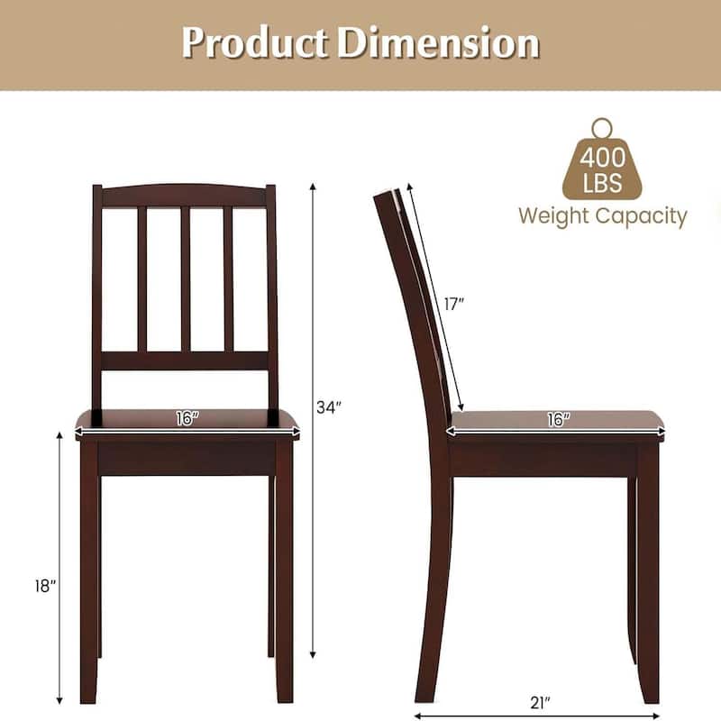 2-Pack Armless Side Kitchen Chairs w/ Curved Backrest