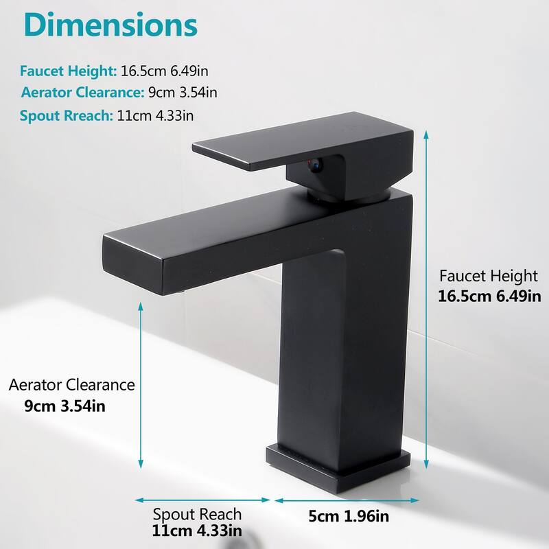 Modern Square Single Handle Bathroom Sink Faucet with Pop Up Drain