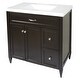 preview thumbnail 84 of 109, Vail 37" Bathroom Vanity with Cultured Marble Top Sink w/ Backsplash in White with White Basin