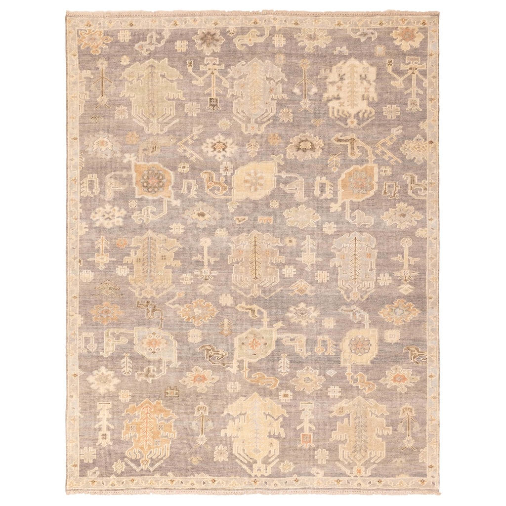 ECARPETGALLERY Hand-knotted Kavya Oushak Dark Grey Wool Rug - 8'0 x 9'11