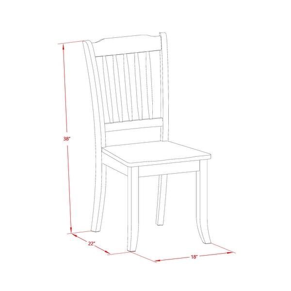 East West Furniture Danbury Dining Chairs Slat Back Wooden Seat