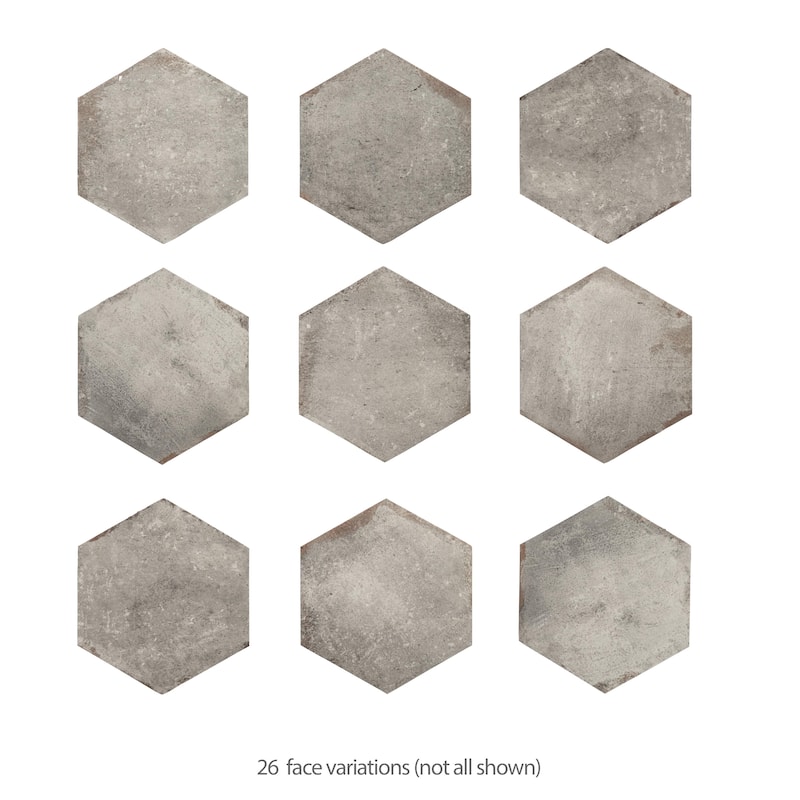 Merola Tile D'Anticatto Hex Grigio 11" x 12-3/4" Porcelain Floor and Wall Tile