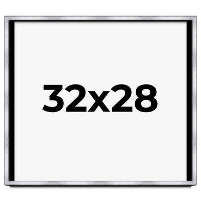 32x28 Shadow Box Frame Silver | 1.375 Inches Deep Real Wood
